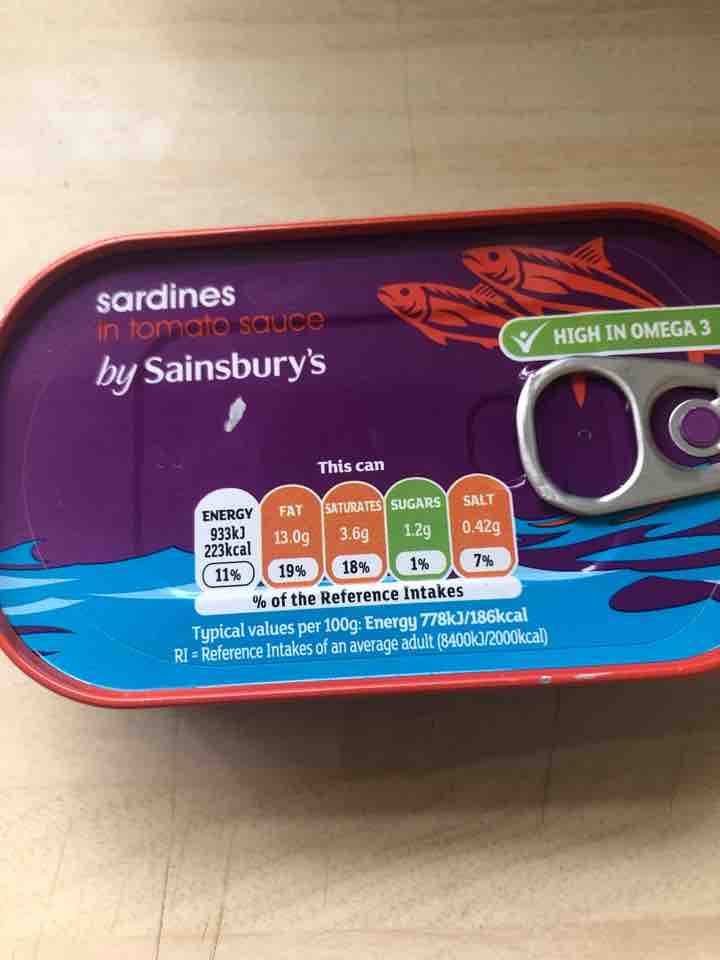 Sainsburys sardines in tomato sauce OLIO