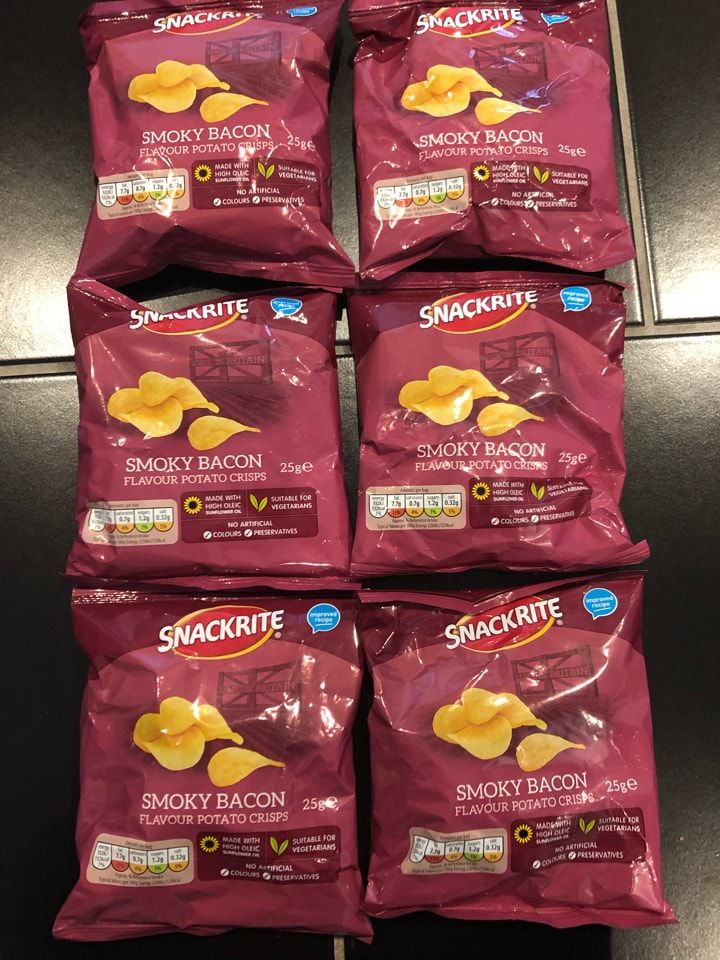 6 x smoky bacon crisps OLIO
