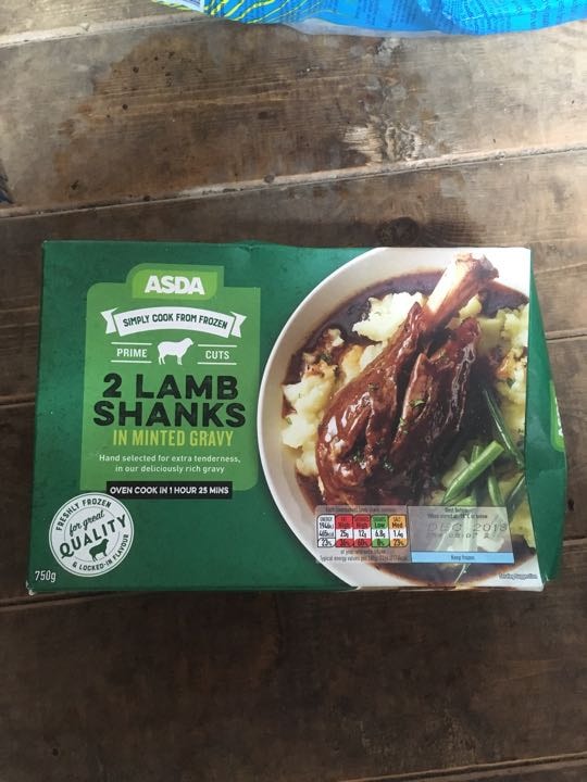 2 frozen Asda lamb shanks in a mint gravy - OLIO