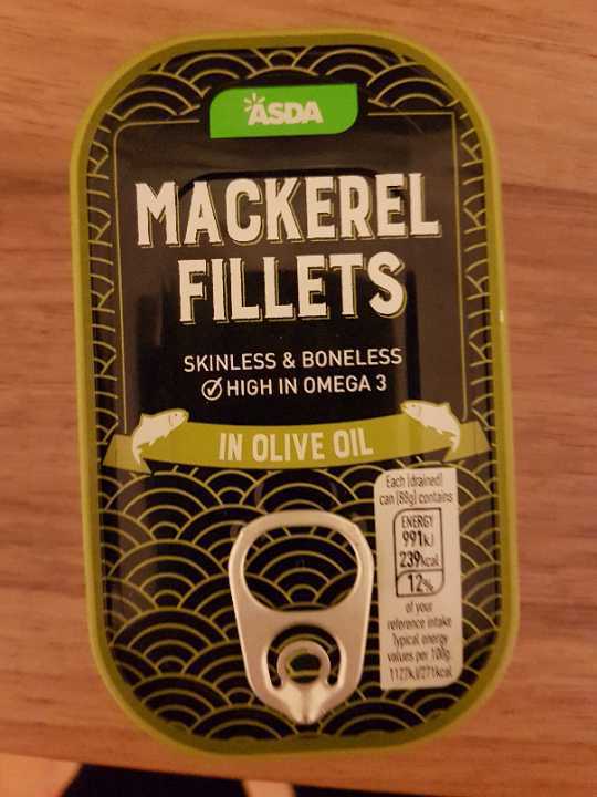 Asda mackerel fillets in olive oil OLIO