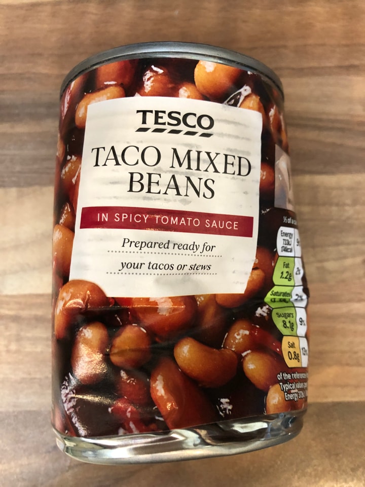 Tesco Taco Mixed Beans Dented Tin lockdownlegend2 OLIO Tesco Taco Mixed Beans Dented Tin lockdownlegend2 OLIO