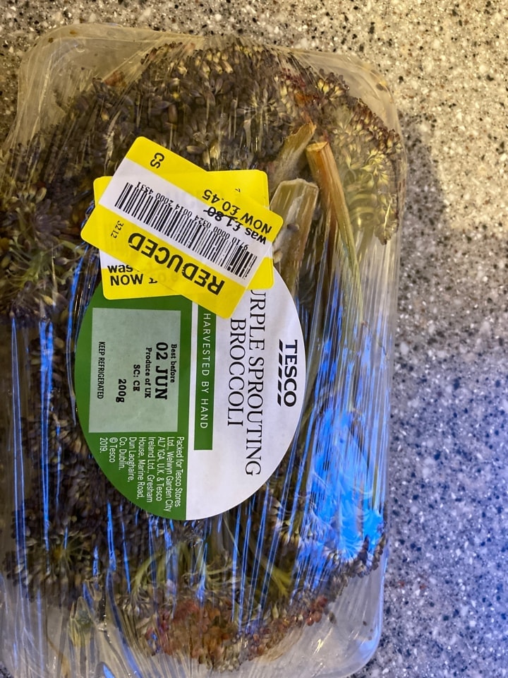 Tesco purple sprouting broccoli OLIO