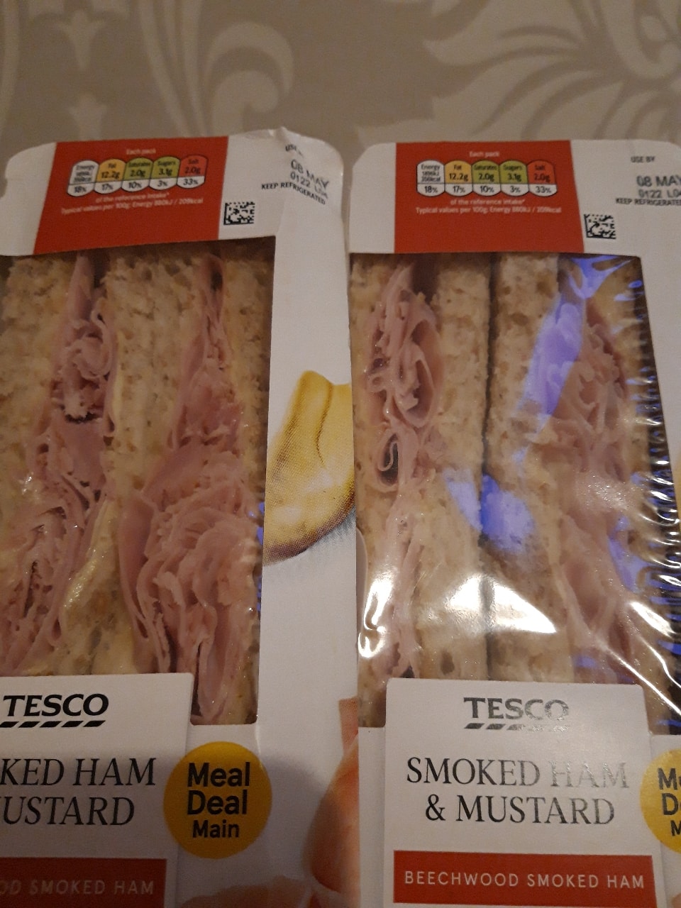Tesco ham and mustard sandwich OLIO