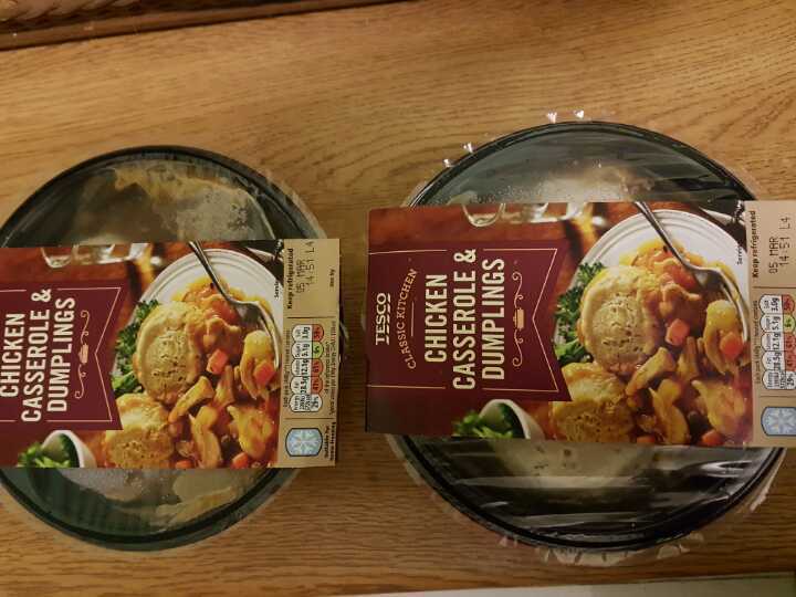 Tesco frozen meal chicken casserole and dumplings x 2 OLIO
