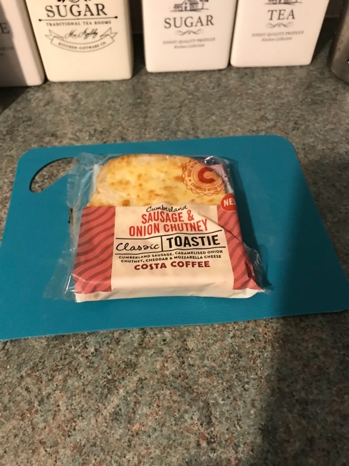 Costa sausage and onion chutney toastie OLIO