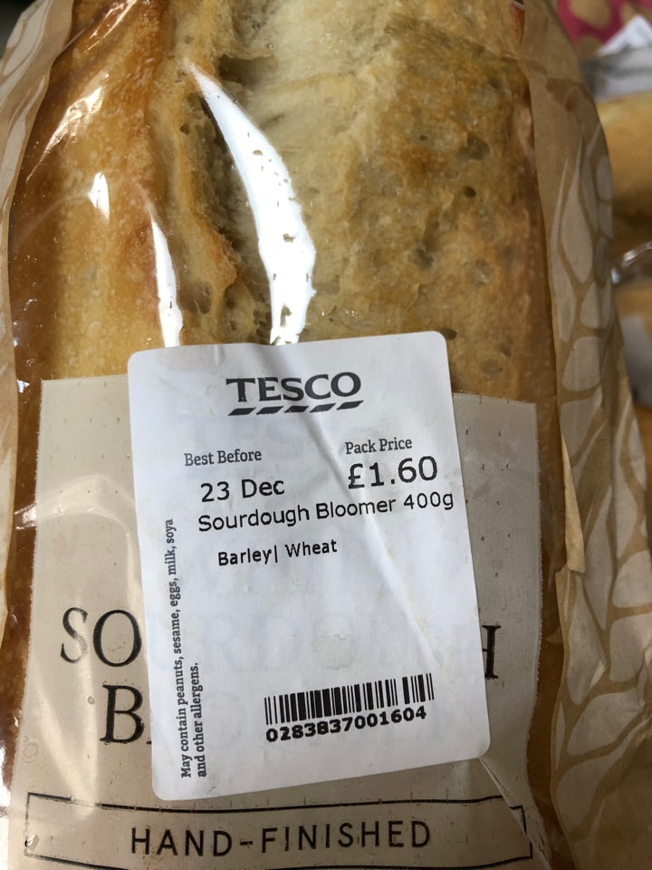 Sourdough bloomer Tesco best before 23 Dec OLIO