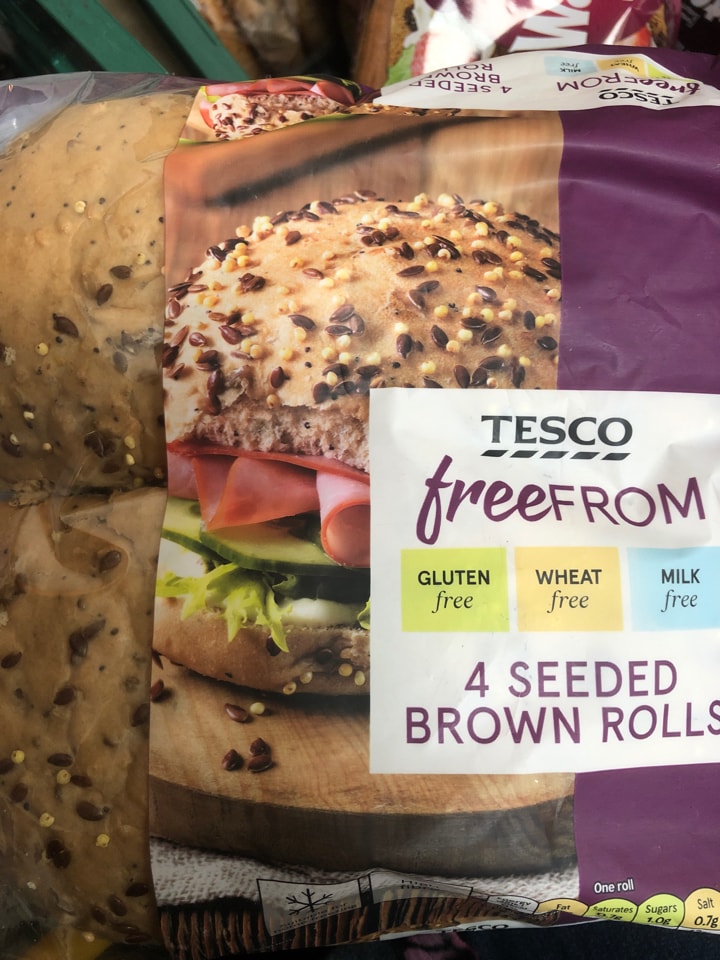 Tesco free from seeded brown rolls Best Before 28 NOV OLIO