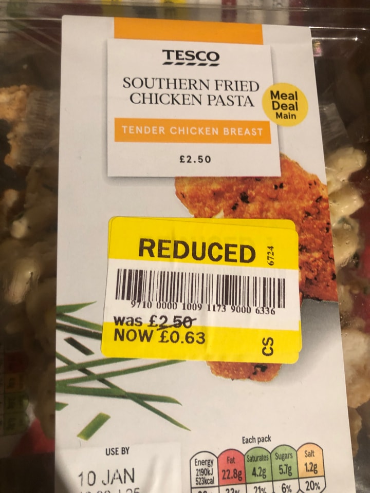 Tesco southern fried chicken pasta OLIO