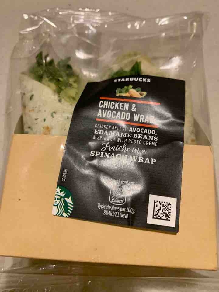 Starbucks chicken and avocado wrap OLIO