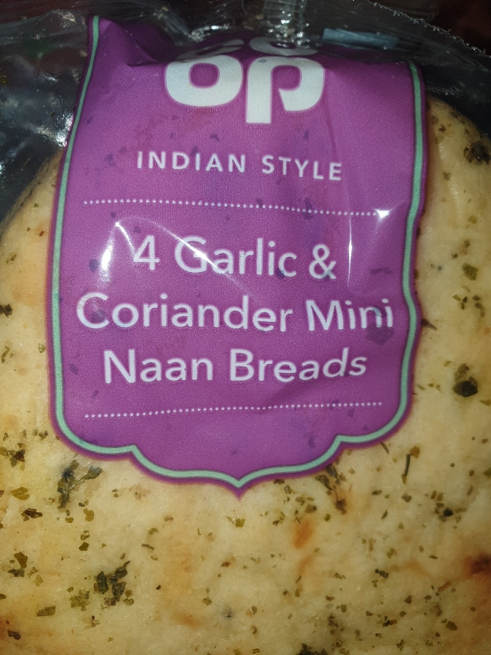 Garlic and coriander mini naan bread OLIO