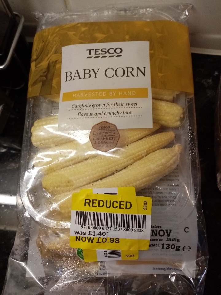 3x Tesco baby corn OLIO