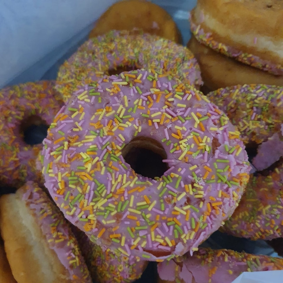 Pink doughnuts loose Tesco's collection OLIO