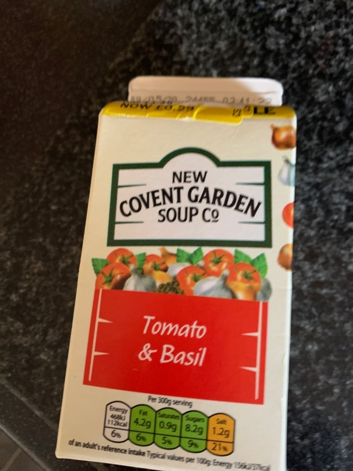 Tomato and basil soup from Tesco’s OLIO
