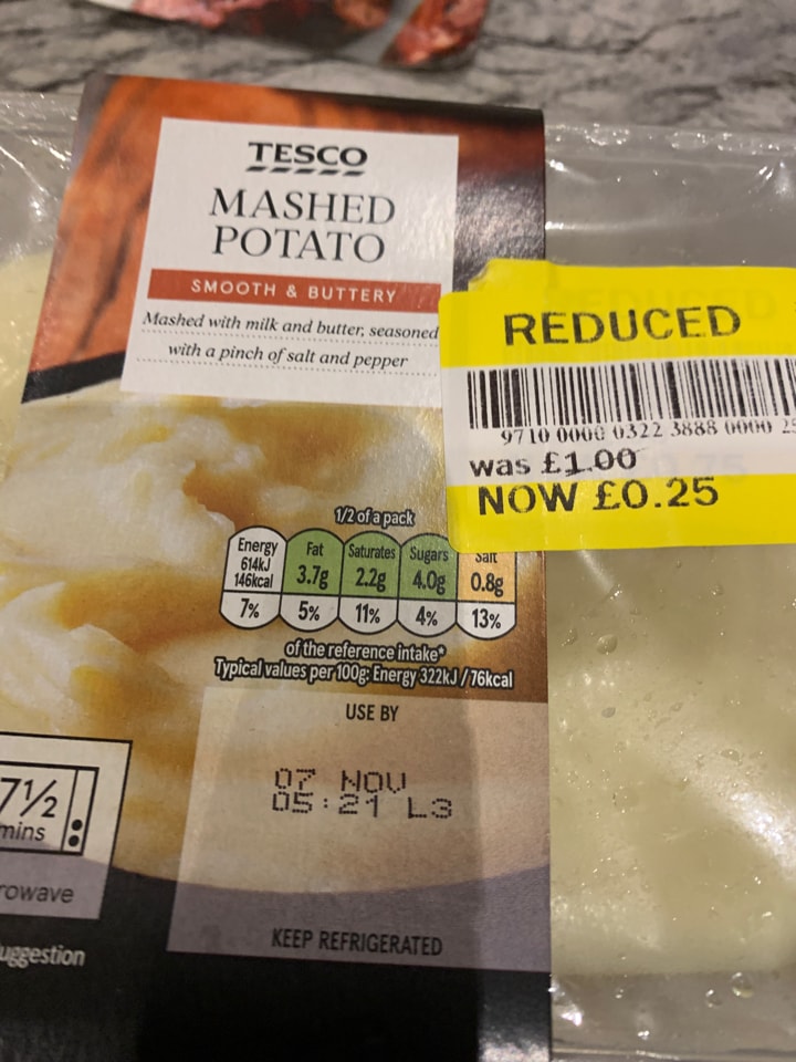 Tesco mash potato OLIO
