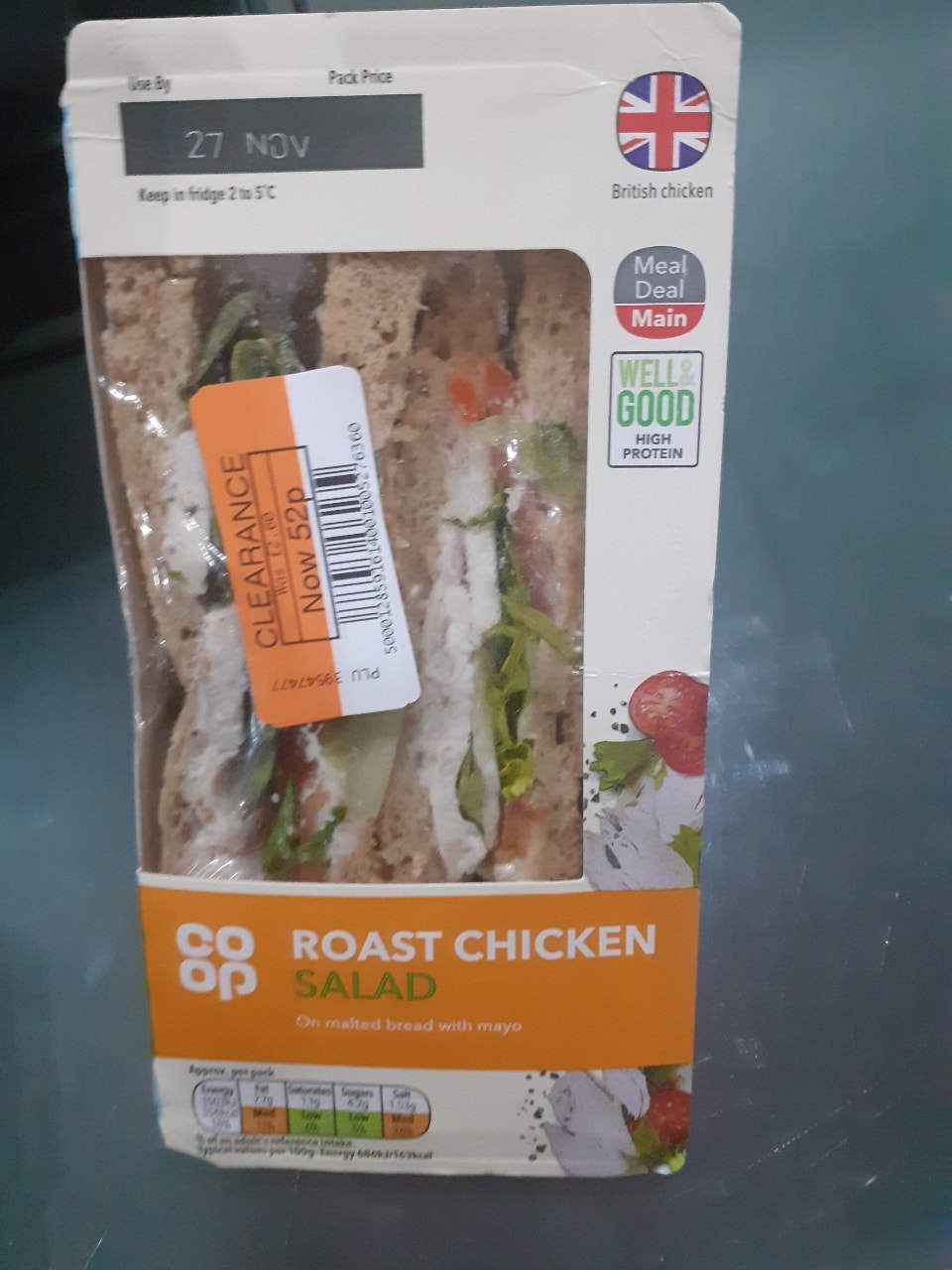 Coop roast chicken and salad sandwich OLIO