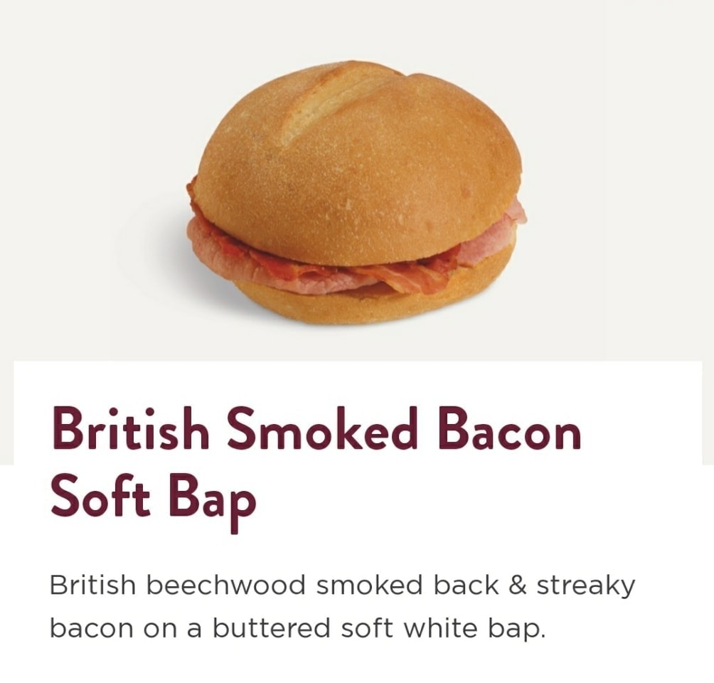 Costa British Smoked Bacon Breakfast Bap OLIO