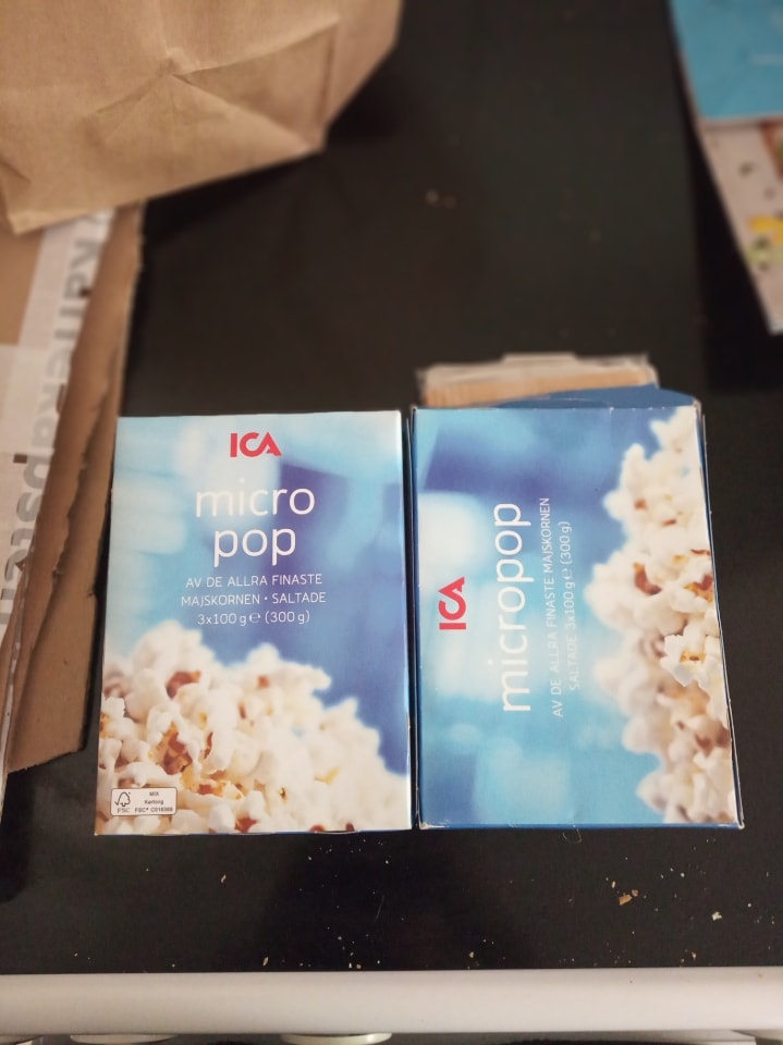 2 boxes of microwave popcorn 