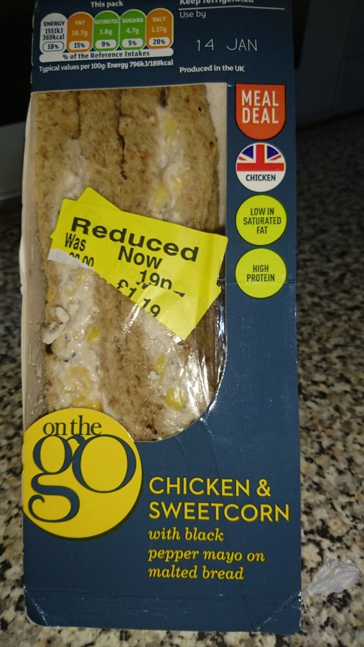 Chicken and sweetcorn sandwich OLIO