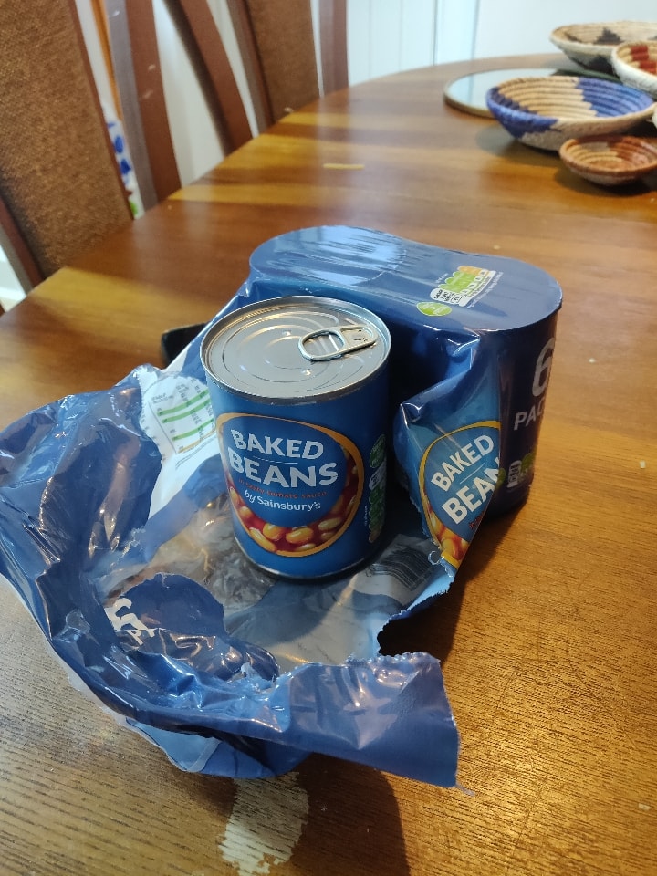 Sainsbury's baked beans tins OLIO