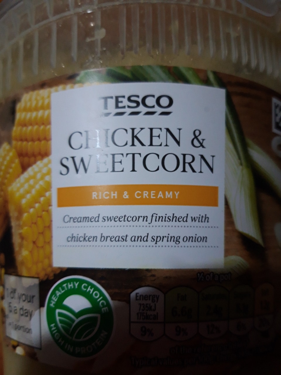 Tesco chicken and sweetcorn soup OLIO