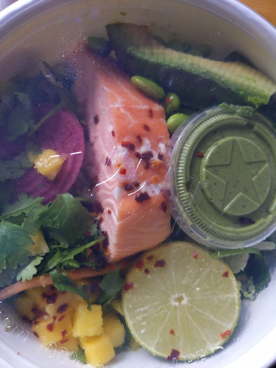 Pret salmon and mango salad bowl OLIO